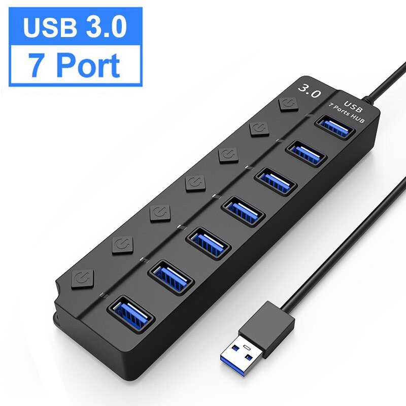 7 Ports USB Hub USB Port Extension USB Hub For Laptop 3.0 High Speed ...