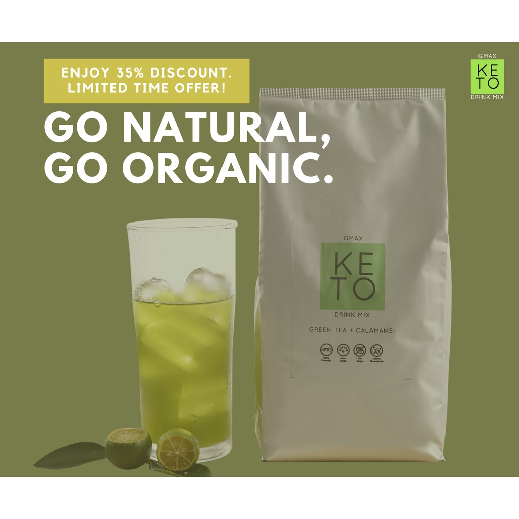 Gmax Keto Drink Mix Green Tea + Calamansi 1Kilo Pack (Up to 50