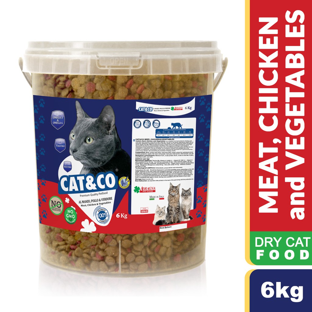Cat&Co Premium Cat Food MEAT, CHICKEN & VEG 6kg (Made in Italy) Cat