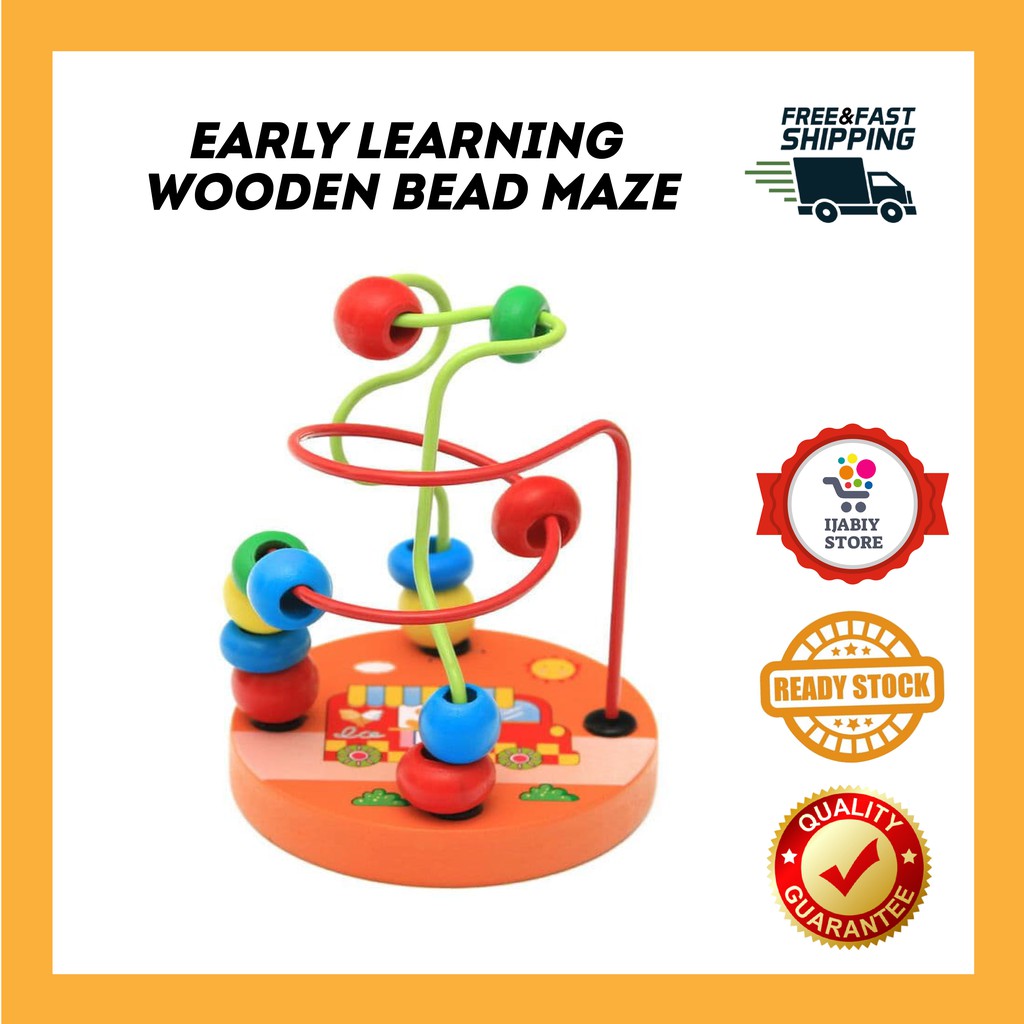 KIDS EARLY LEARNING WOODEN BEAD MAZE MONTESSORI PUZZLE | Shopee Philippines