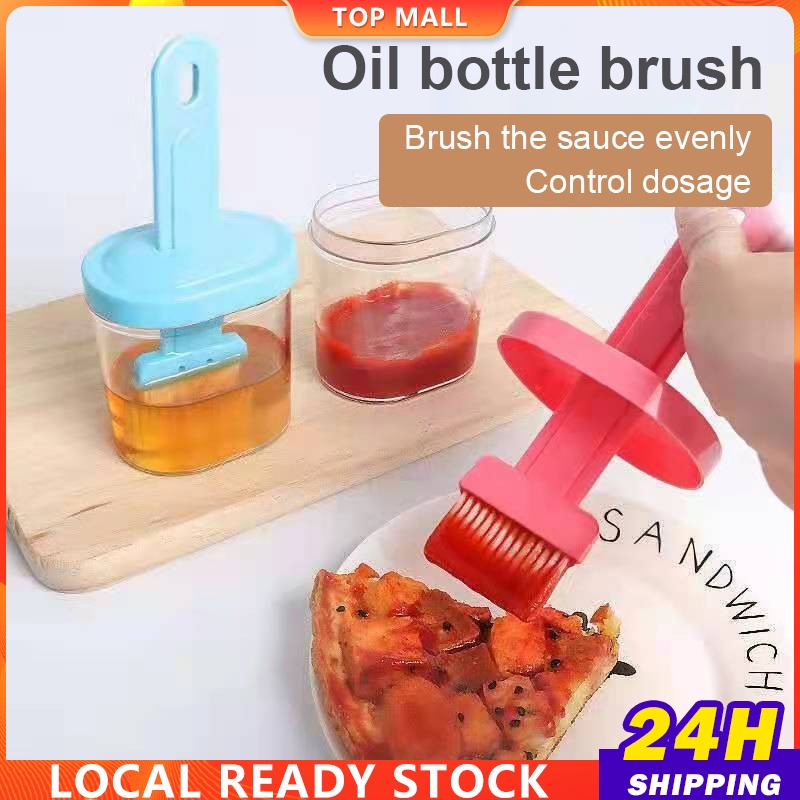 Oil Brush With Bottle High Temperature Resistant Baking Brushes BBQ Grill Oil Brush Kitchen