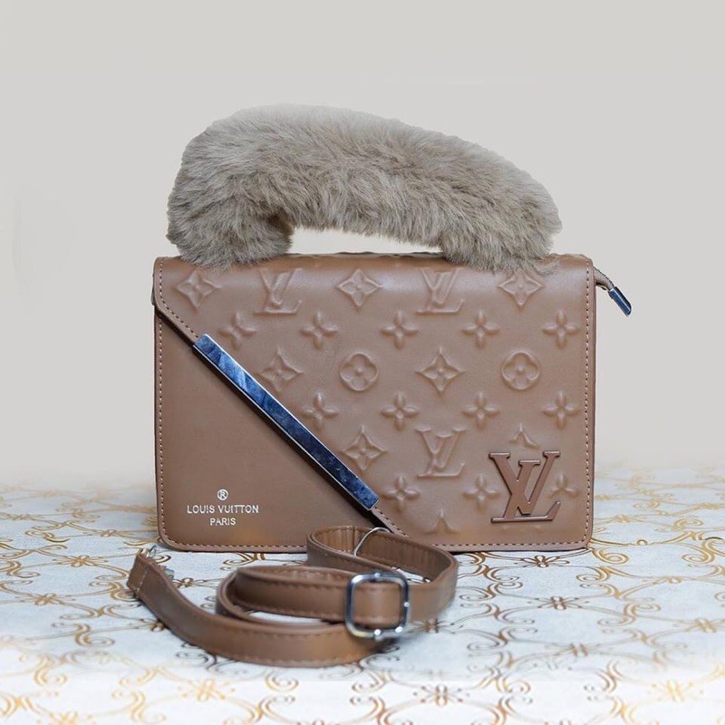 LV Fur Clutch