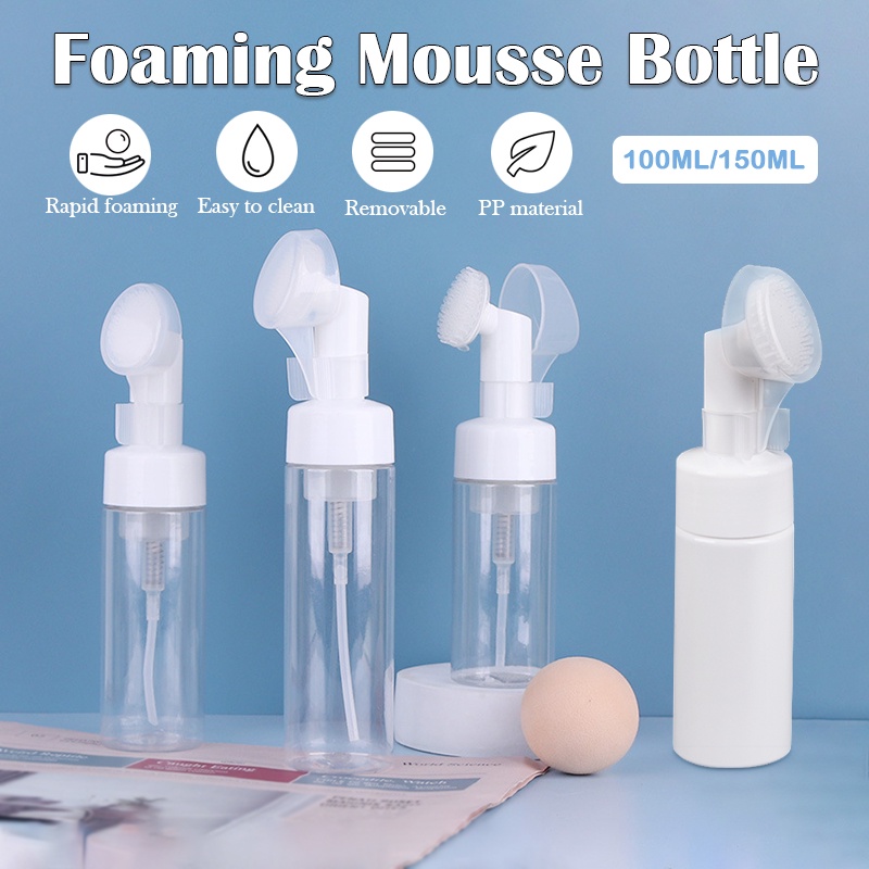 Mousse Foaming Bottle 100/200ML Pump Press Silicone Face Brush Foaming