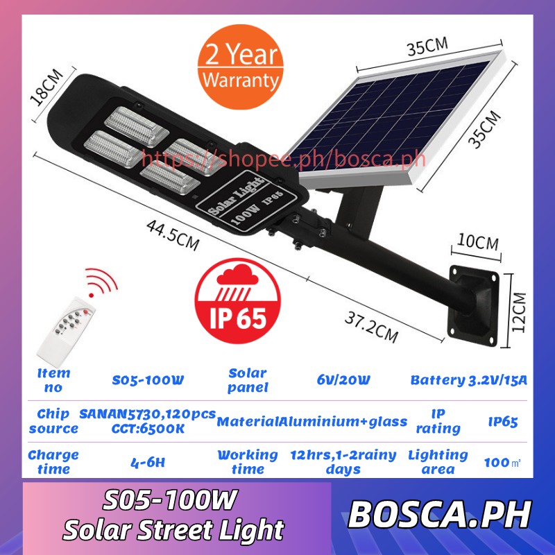 2 Year Warranty 100w Led Solar Light Private Street Outdoor Without ...