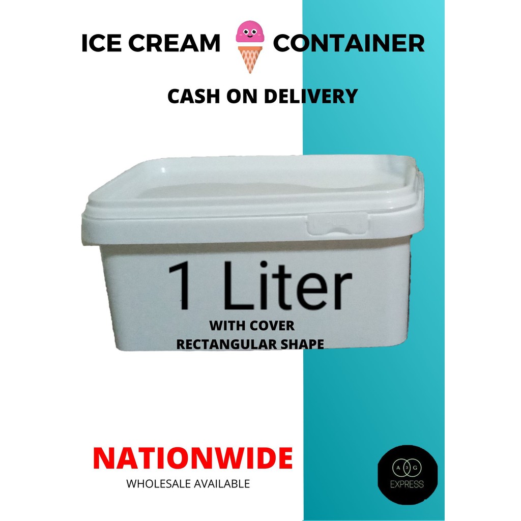 1 litre rectangular ice cream container & lid (162 units)