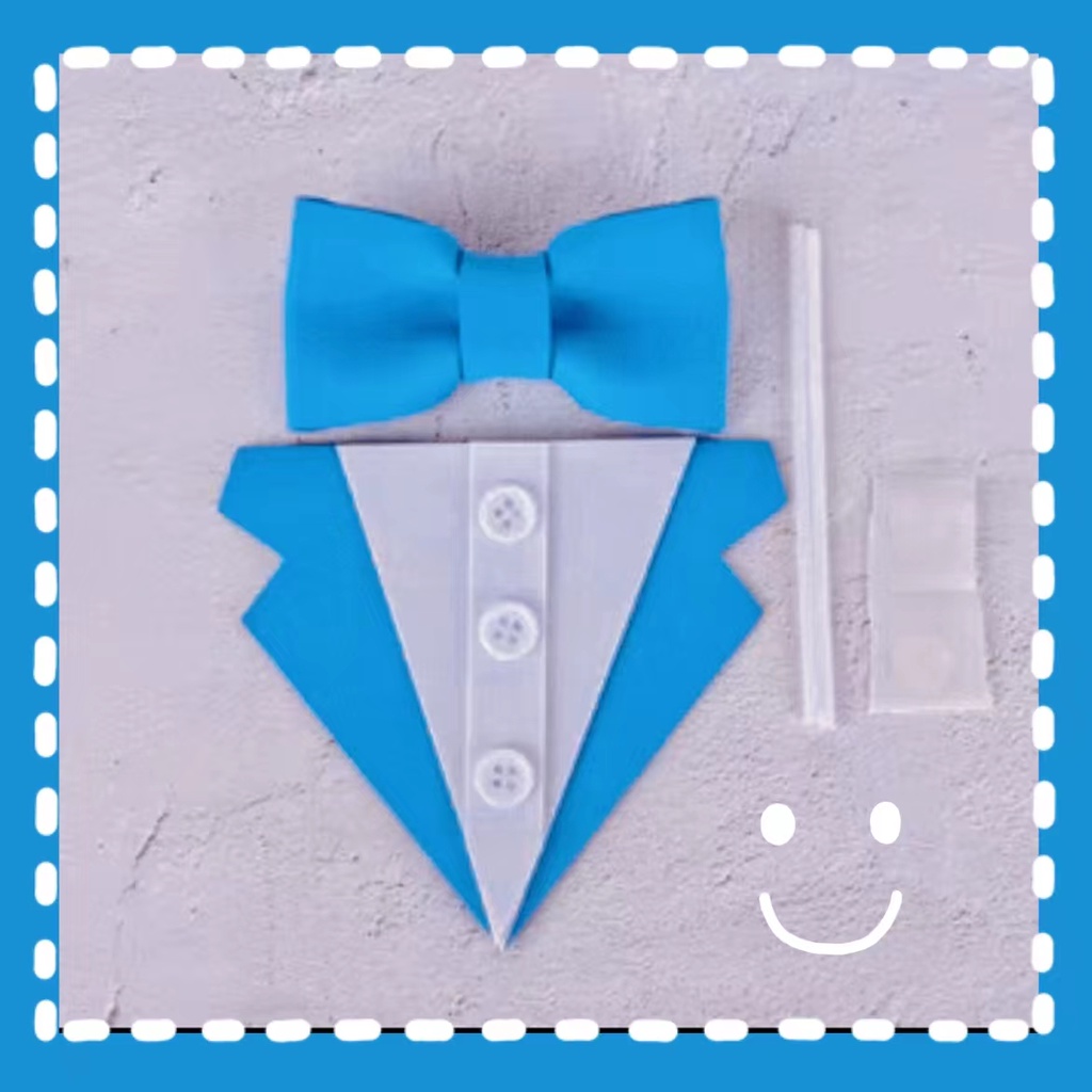 Happy Fathers Day Theme Blue Pu Bowknot Suit Cake Topper Baking Props