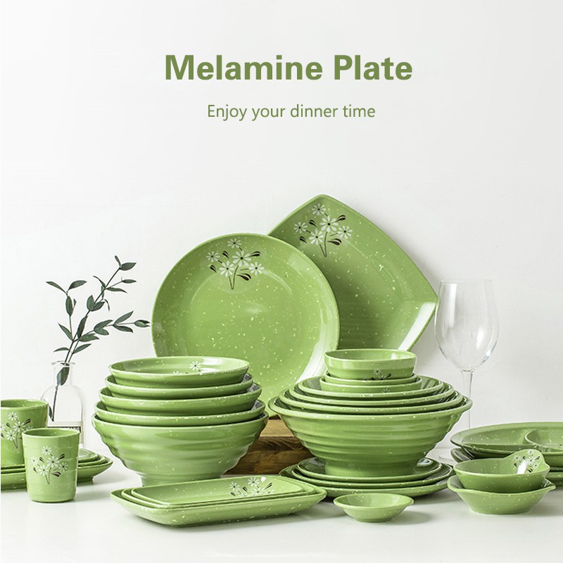 COD Dinner Plates 25cm Unbreakable Reusable Melamine Eco Green