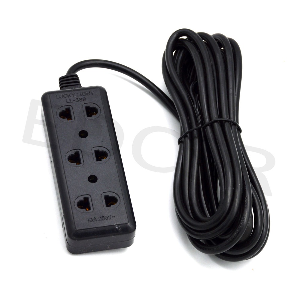 Heavy Duty 3 Socket Extension Cord Cable 5 Meters Black