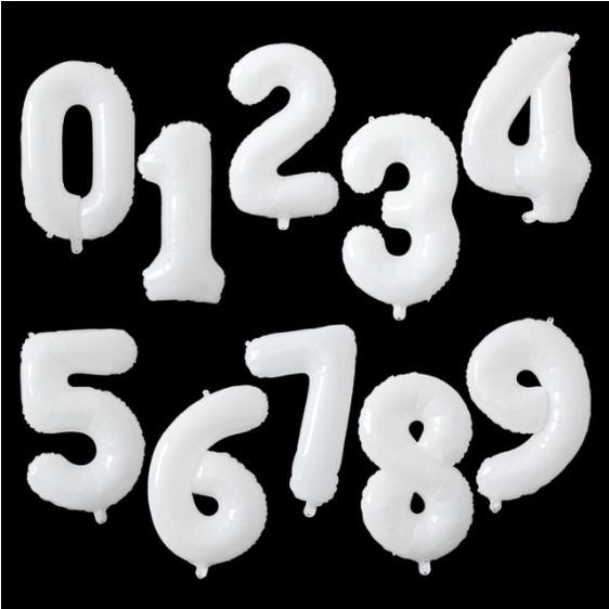 70cm Jelly White Number Balloons 0-9 Digital Foil Balloons Birthday 