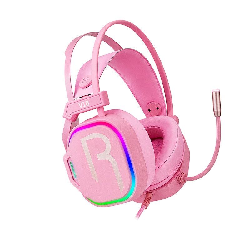 USB 7.1Pink Girl Gaming Noise Cancelling Headphone Wired PC Headset ...