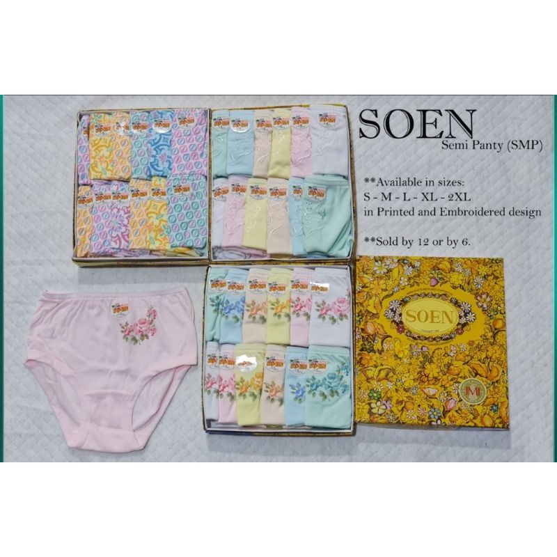 Original SOEN Semi Panty Cotton Spandex 6in1 Pack (6-in-1 Semi Panty)