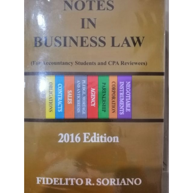 CPA Reviewer: Soriano: Notes in Business Law (Text) | Shopee Philippines