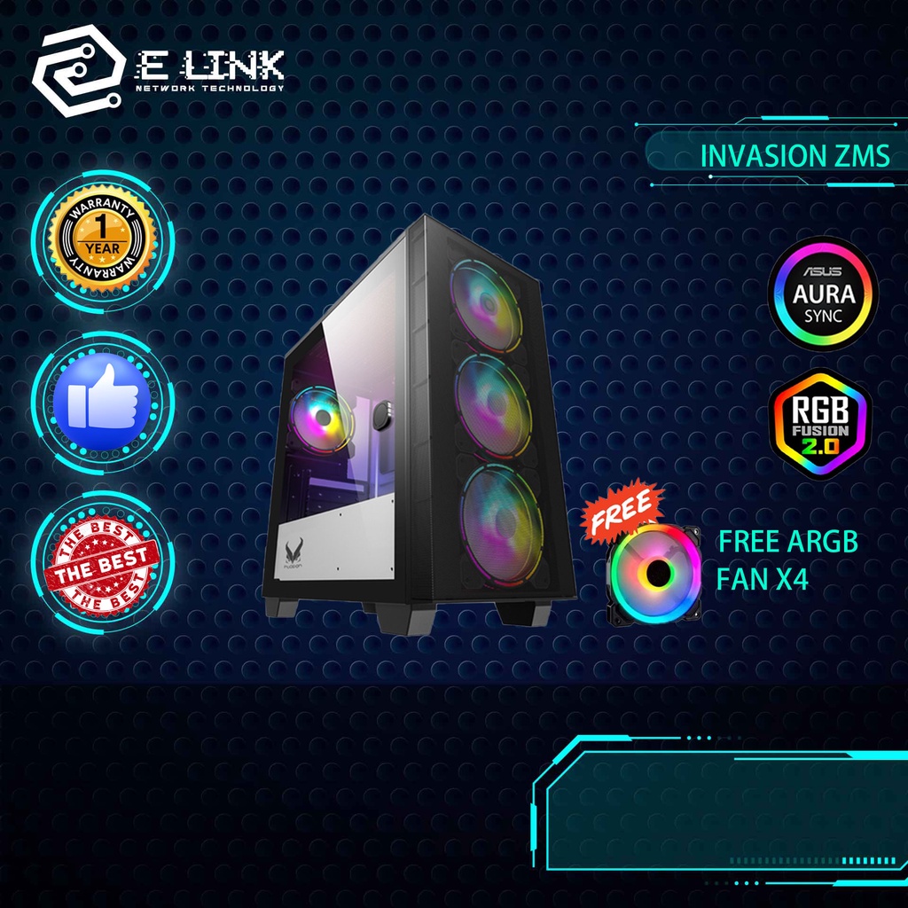 Invasion ZM-S micro ATX Gaming Desktop Casings (Free 4 ARGB FAN ...