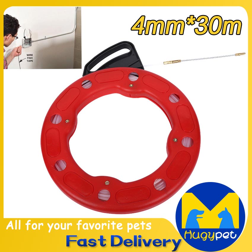 30M Fiberglass Cable Puller Flexible Glider Swivel Fish Tape Reel