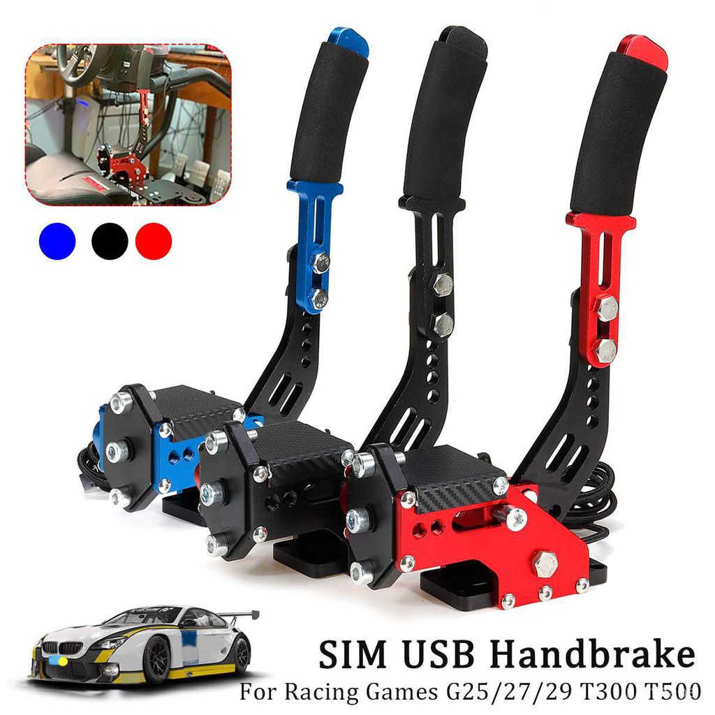 RPixc Leva Freno A Mano Regolabile A 14 Bit In Altezza, Universale Per Sim Racing Games G25/27/29 T500 FANATECOSW Dirt Rally Compatibile Con PC Windows, Non Null, Blu Con Infissi, Taglia Libera - 11