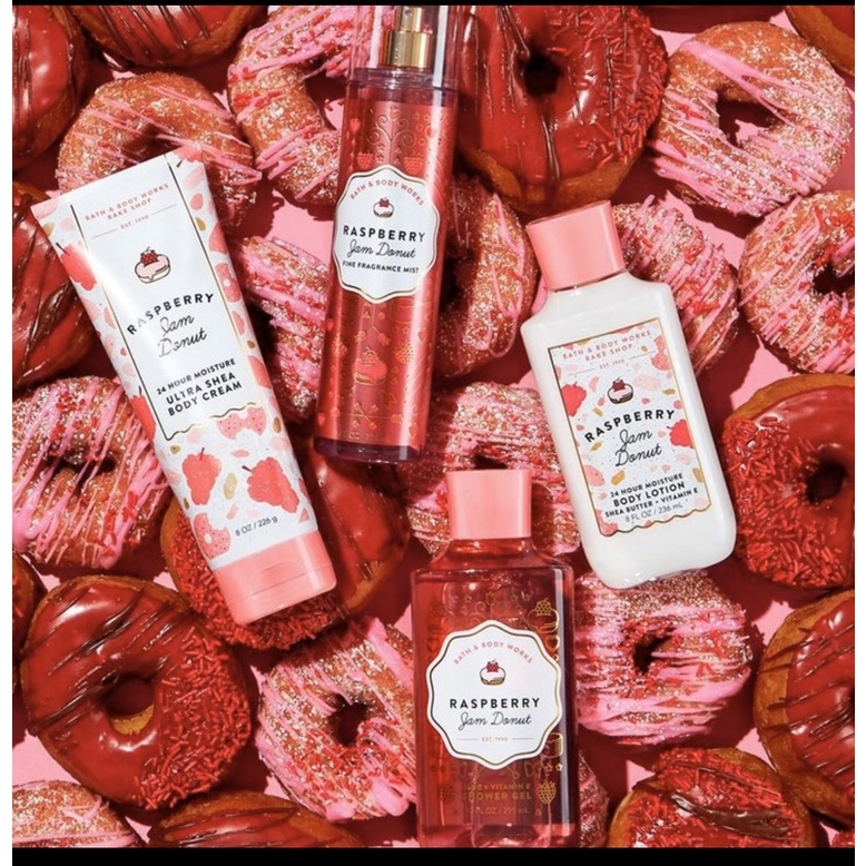 Bath & Body Works Raspberry jam outlets donut body care set