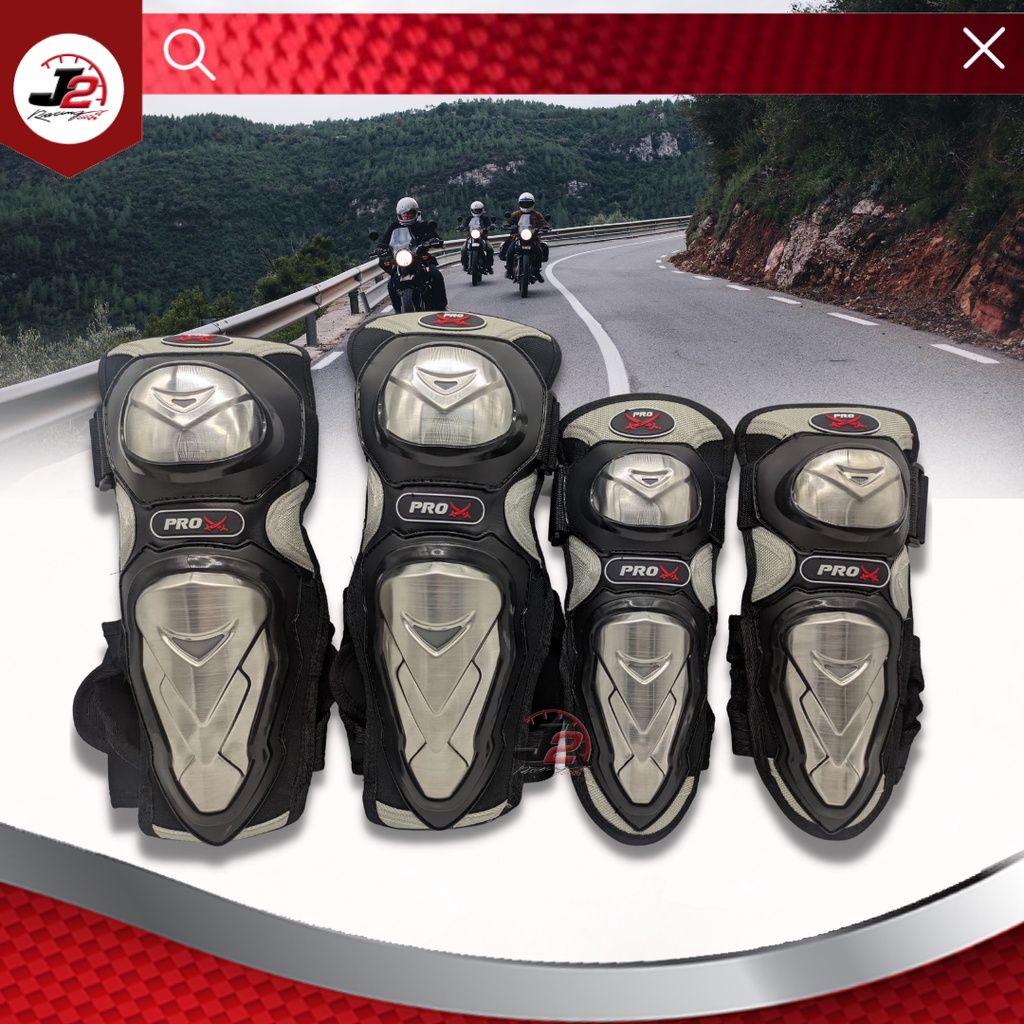 J2 RACING MOTORCYCLE 4-n-1PRO-X STAINLESS ELBOW & KNEE PAD | Shopee ...
