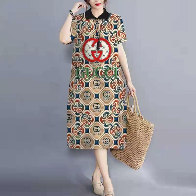 Fashion bangkok plus size dress casual yayamanin print collar dress polo dress Shopee Philippines