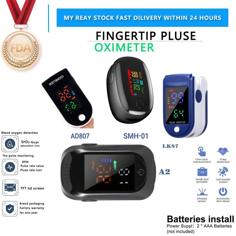Finger Oximeter Fingertip Pulse Oxymeter Spo2 Monitor Oxygen Meter A2