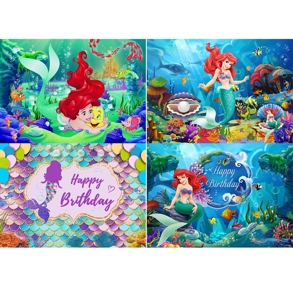 Discount Sale Little Mermaid Ariel Photo Background Cloth Girl Baby