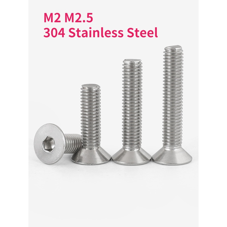 Viti A Testa Svasata M2.5 In Acciaio Inox A2-70 - Con Esagono Incassato, Metriche