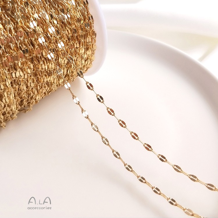 Strengthen the color preservation 14K gold lip chain Korean shiny double lip chain diy jewelry handmade necklace accessories loose chain Shopee Philippines