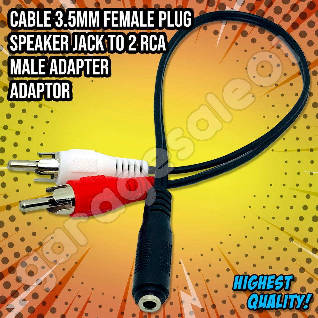 Universal 35mm Stereo Jack Female To 2 Rca Male Adapter Audio Rca Cable Extension Cable 