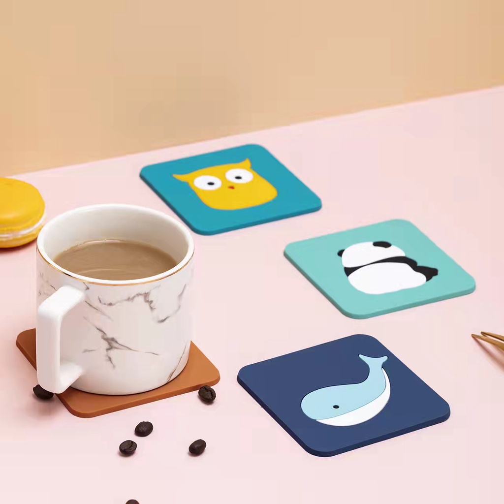 Silicone coaster insulation pad cute cartoon pattern soft waterproof ...