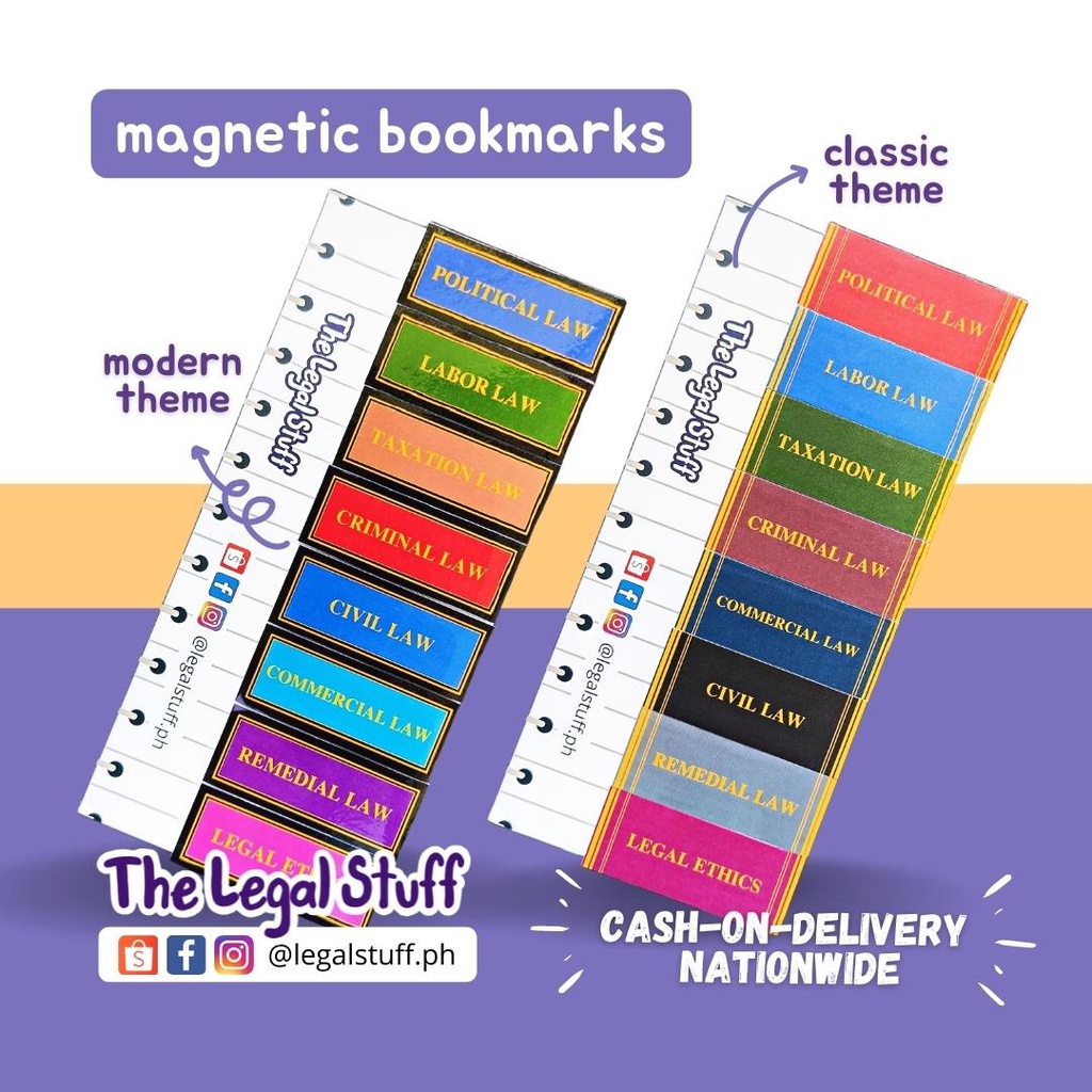 Law Bookmarks 8pcs Modern/Classic codal themed matte/glossy