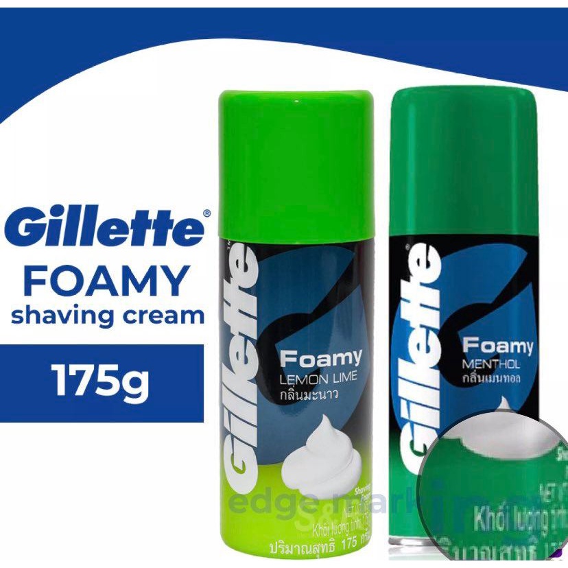 GILLETTE Foamy Lemon Lime / Menthol Shaving Cream 175g Shopee Philippines