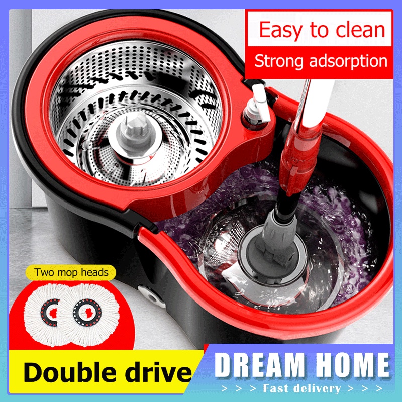DREAM HOME Mop Rotary Mop Stainless Steel Spiral Barrel Rapid Cleaning