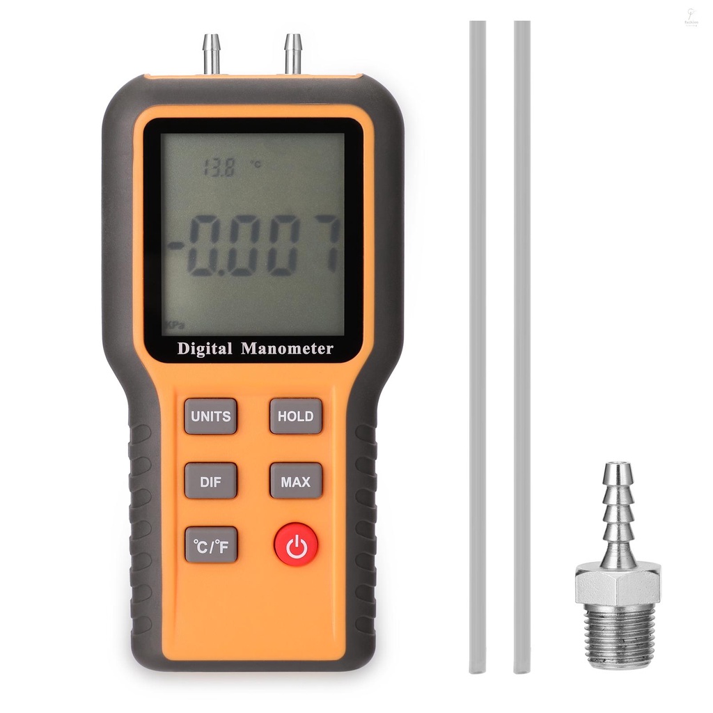 F&L Digital Manometer LCD Display ℃ ℉ Switchable 12 Pressure Units ...