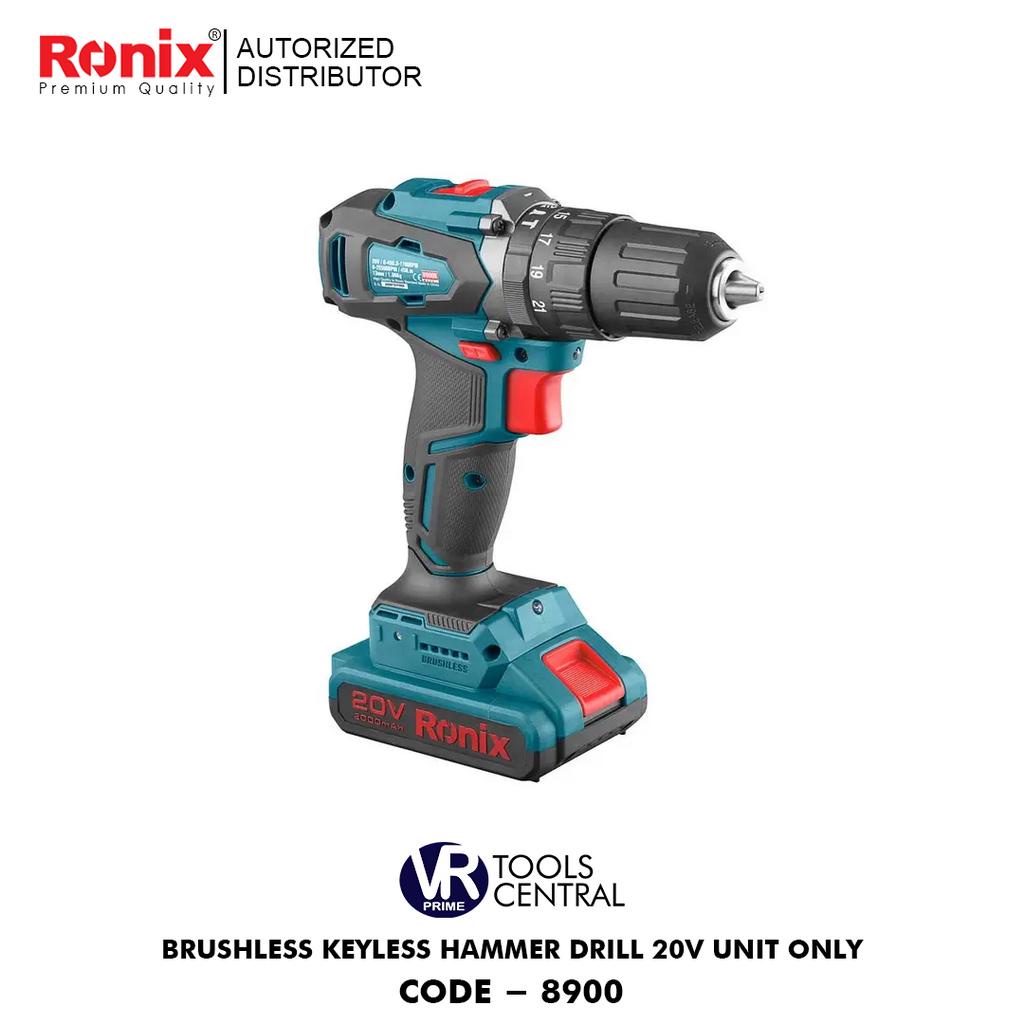 Ronix ® By VR Prime Brushless Keyless Hammer Drill 20V UNIT ONLY  (code:8900)