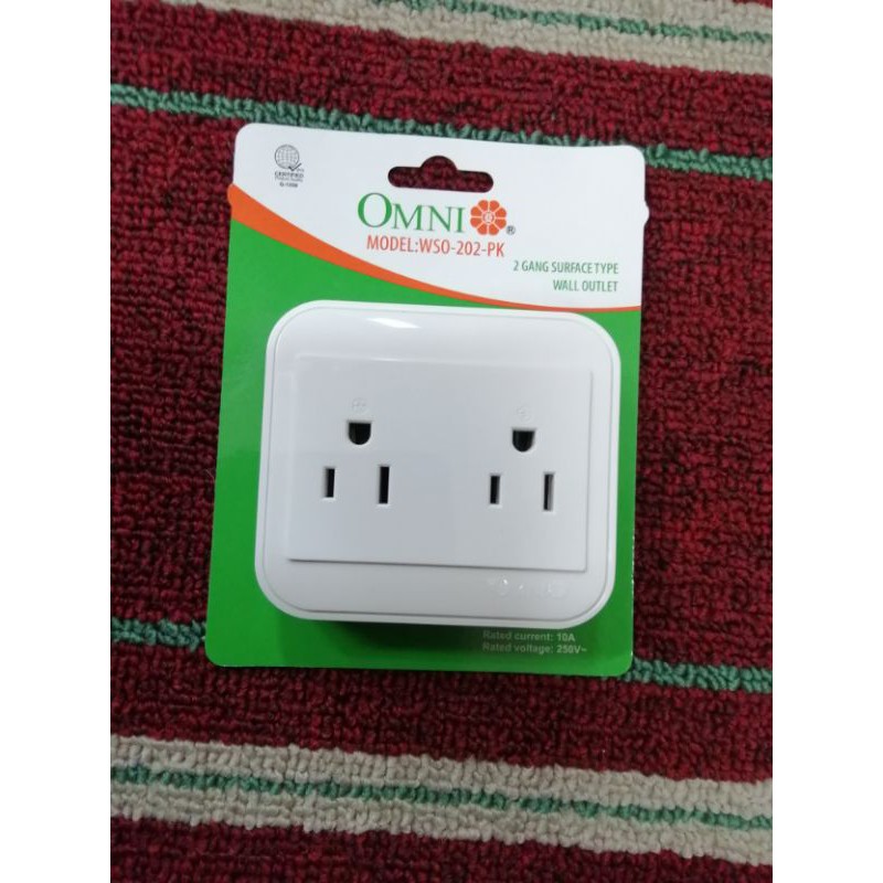 Omni 2 Gang Surface Type Wall Outlet (Flat Parallel Pin w/ Ground) WSO ...