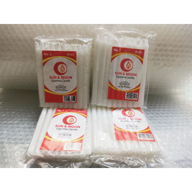 High Quality Sun & Moon Esperma Candle No.3 / No.5 20pcs/pack | Shopee ...