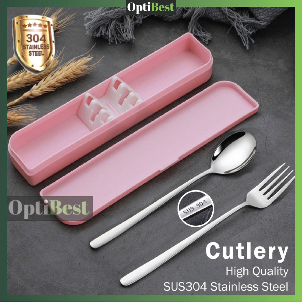 OPTIBEST 304 Stainless Steel Spoon Fork Cutlery Set Korean Style