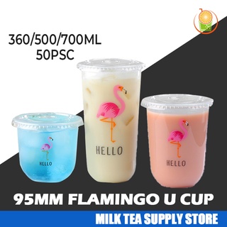 100pcs/pack 360/500/700ml U Shaped Bubble Tea Cup Soft Plastic Boba Tea Cups  Dessert Ice Cream Cup Accept Customization