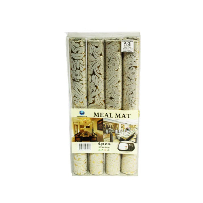 Floral Placemat Shelf Meal Mat Dinner Mat A-3 (White Gold) leatherette ...