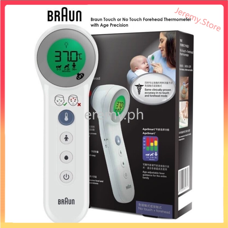 Braun Bnt400 Touch No Touch 3 In 1 Forehead Thermometer With Age Precision And Food 4175