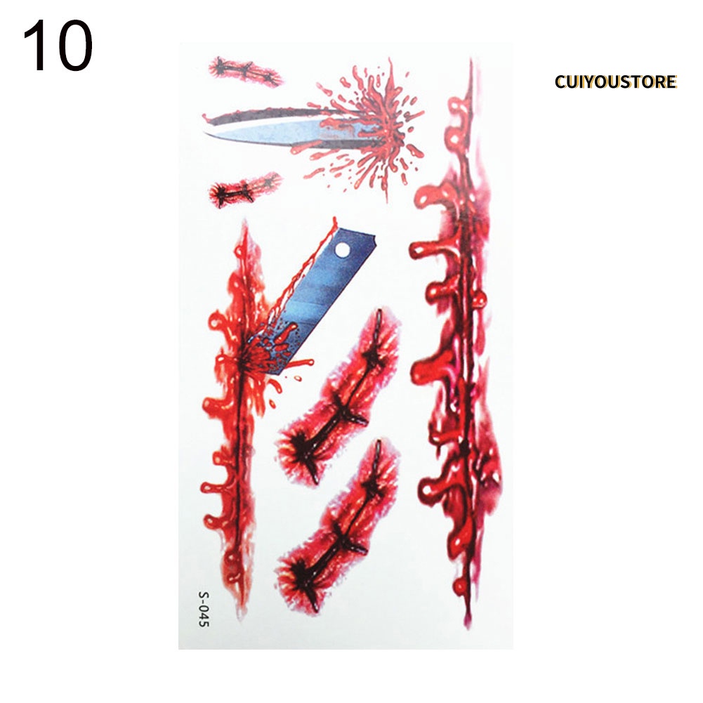 3D Halloween Bloody Scar Temporary Tattoo Sticker Cosplay Body Art ...