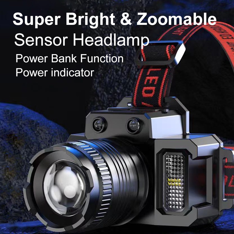 Malaysia Stock Water Proof Headlamp Induction Led Head Flashlight Rechargeable IPX65 5000LM Glare Zoom Headlight I.163957252