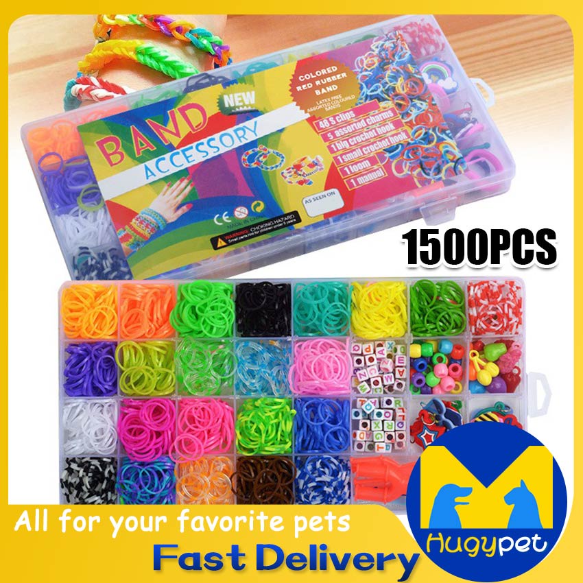 1500pcs Colorful Loom Bands Set Rubber Bracelet Making Kit DIY Band Woven Bracelet Kit For Girls
