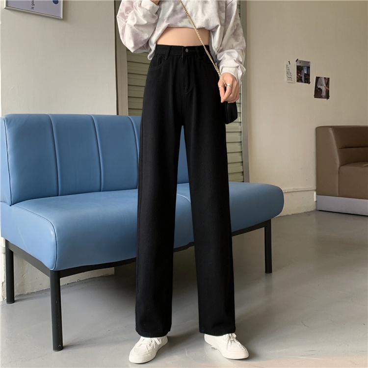 Sellda*women Korean High Waist Plain Jeans 