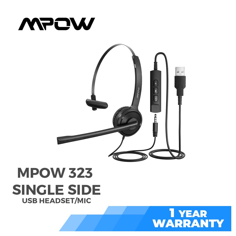 Mpow 323 single sided USB Wired headset With Noise Cancelling