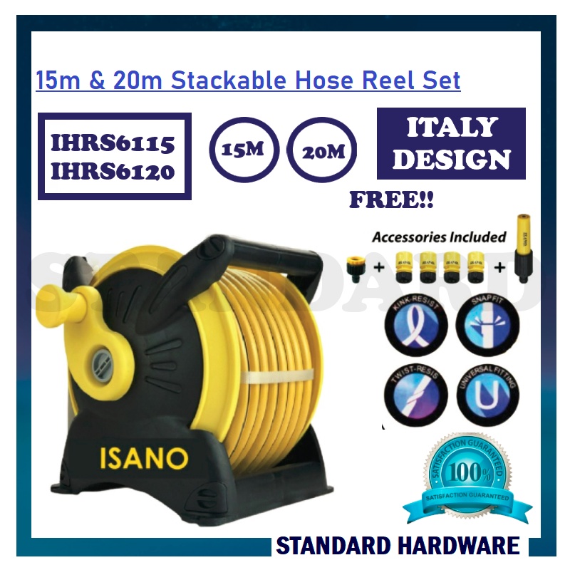 1/2'' x 15m & 20m Wall Mounted Stackable Hose Reel Roller Set /Manual ...