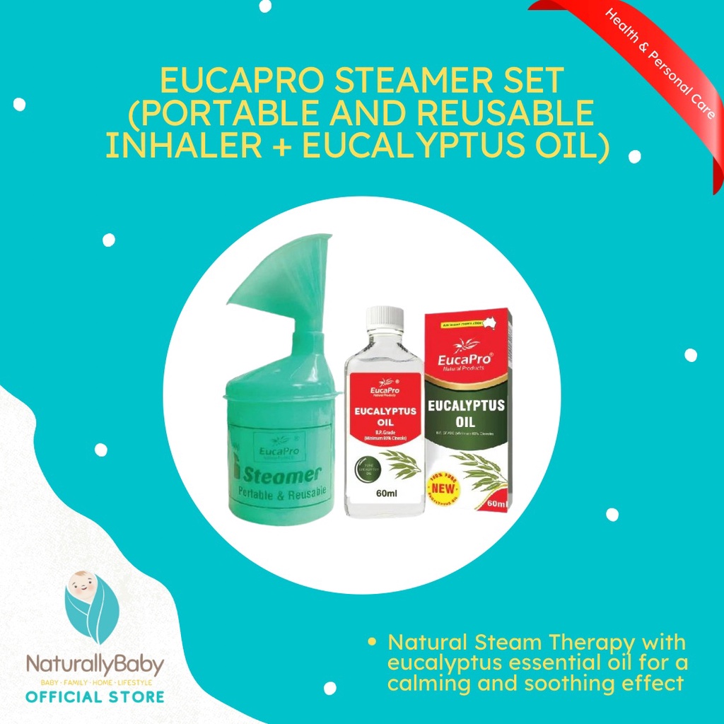 Eucapro Steamer Set (Portable and Reusable Inhaler + Eucalyptus Oil ...