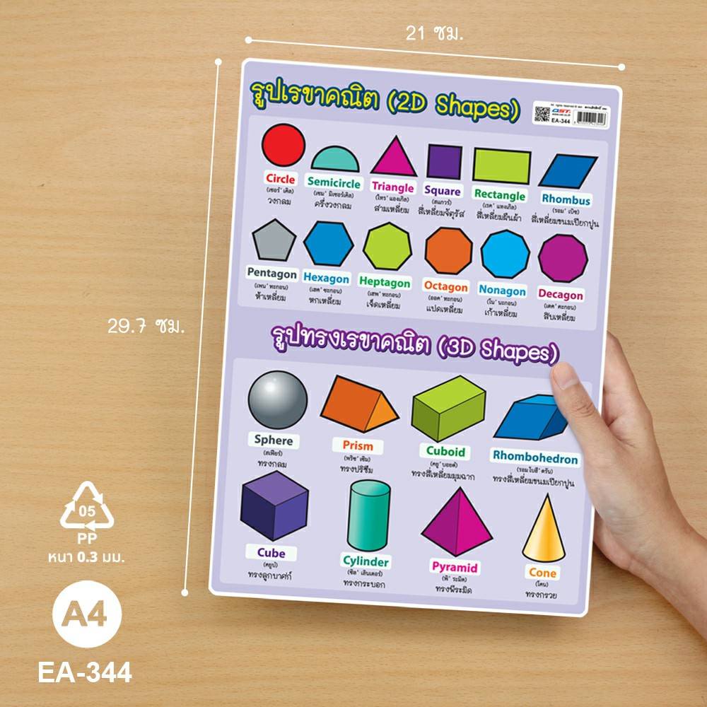 2D Shape Geometric Poster A4 Type 1 Knowledge EA-344 Vanda learning ...