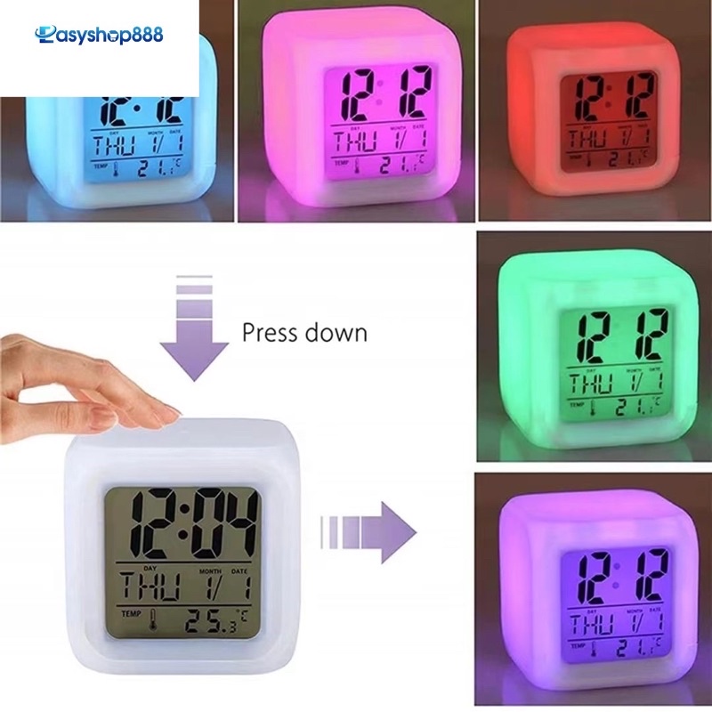 2.7" LED 7 Color Changing Digital Clock Display Table Alarm Clock