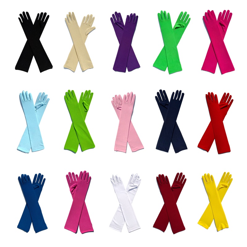 blg Fashion Gloves Female's Elegant Solid Etiquette Gloves Milk Silk