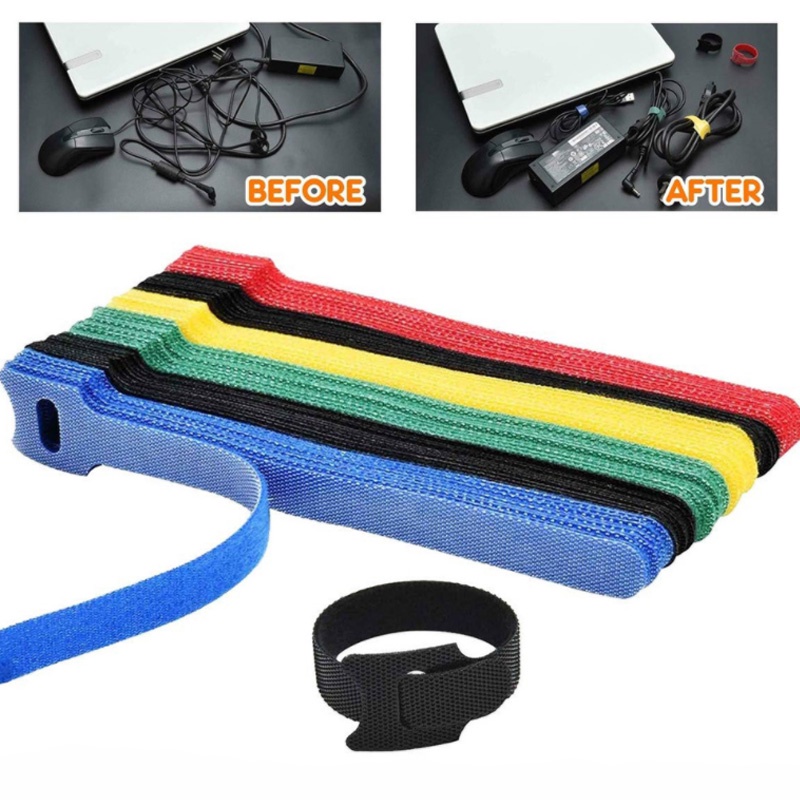 10pcs Nylon Reusable Cord Organizer, Velcro Cable Organizer, Ttype Adhesive Velcro Strap Tape
